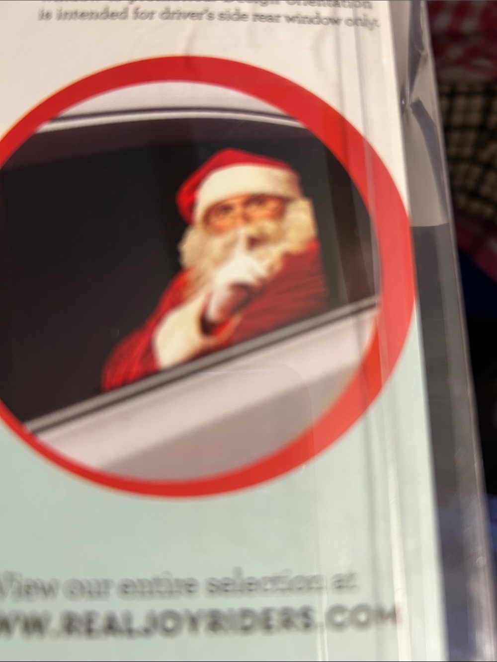 Joy Riders’s Cling  Santa in back  Passenger Seat!  New in Unopened Seat .